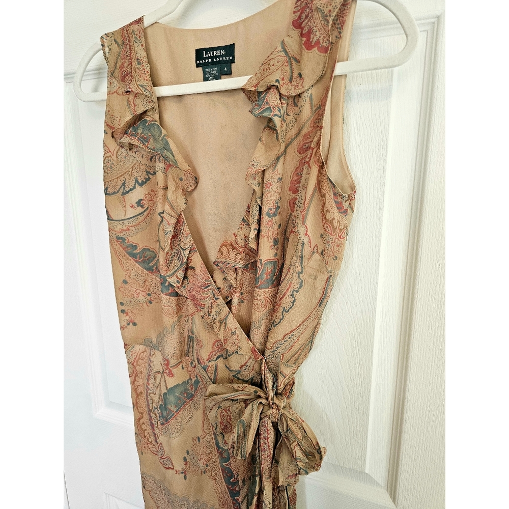 Vintage Lauren by Ralph Lauren Silk Wrap Dress. Paisley print. Size 4.